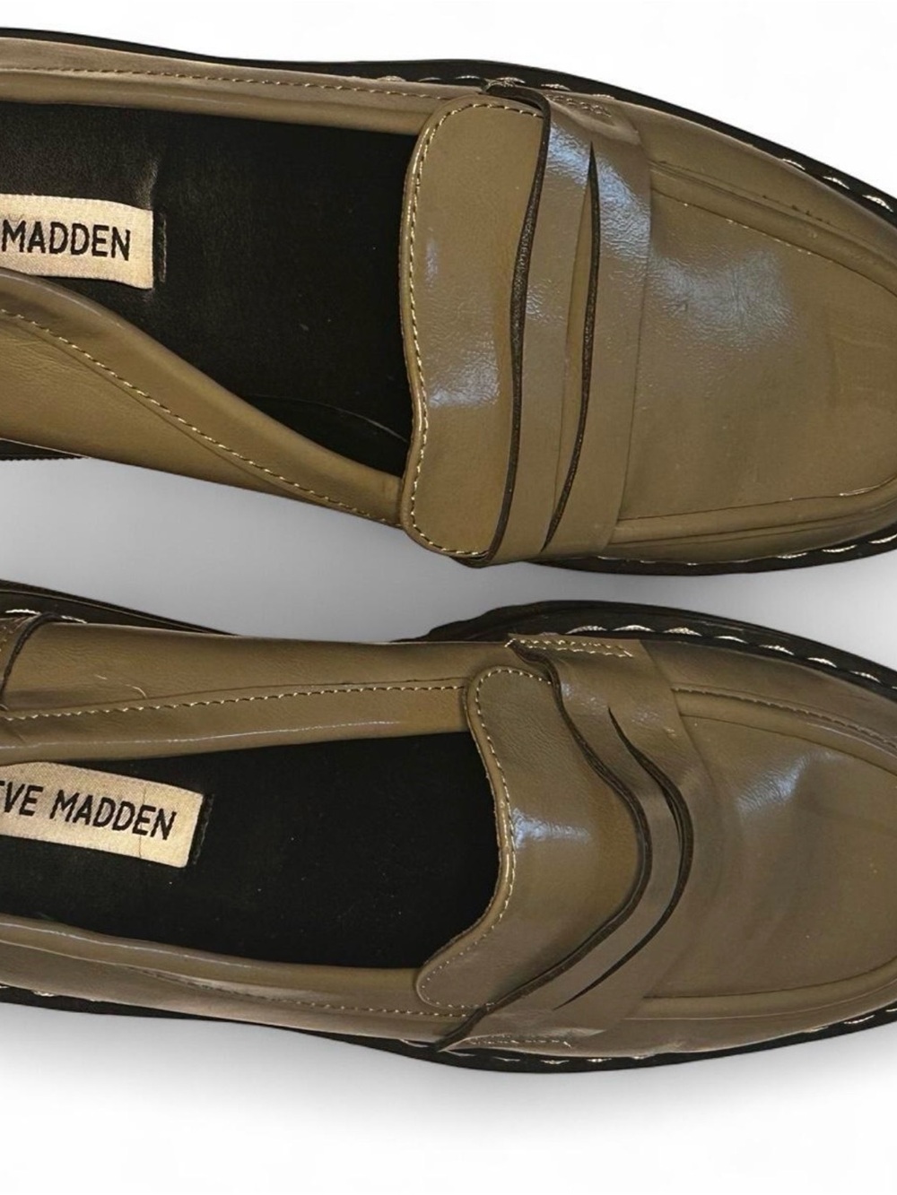 Steve Madden Olive Green Leather Penny Loafers - Picture 3 of 3